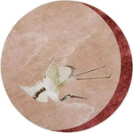This beautiful round area rug features a charming design of pink flying Japanese cranes, hand-tufted for a cozy and luxurious feel. Perfect for adding a touch of elegance to any bedroom or living room space, this wool rug is an ideal choice for those looking for large area rugs to enhance their home decor.