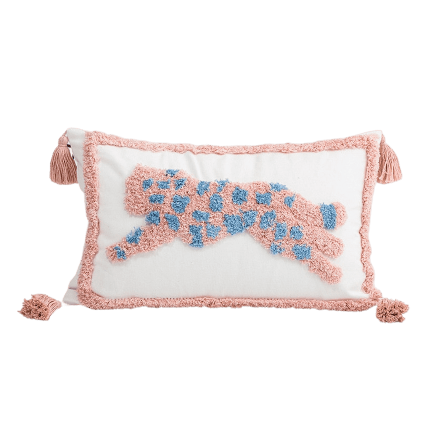 Pink Leopard Embroidery Decorative Pillow Cover Leopard