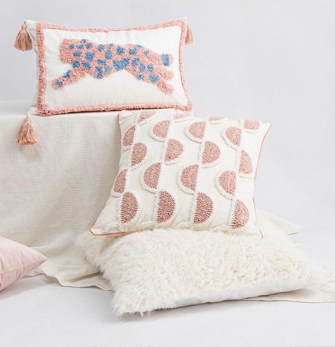 Pink Leopard Embroidery Decorative Pillow Cover