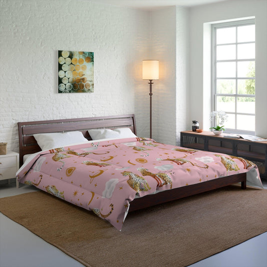 Pink Leopard Pair Comforter - MAIA HOMES