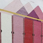 Vibrant geometric area rug with a pink prism design, showcasing a modern and contemporary style. This hand-tufted wool rug is perfect for adding a touch of elegance to any living room. Ideal for those seeking unique area rugs for their living space, blending vintage charm with contemporary aesthetics.