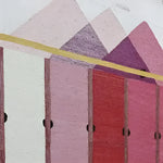 Vibrant geometric area rug with a pink prism design, showcasing a modern and contemporary style. This hand-tufted wool rug is perfect for adding a touch of elegance to any living room. Ideal for those seeking unique area rugs for their living space, blending vintage charm with contemporary aesthetics.