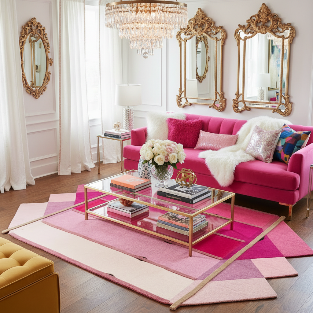 Pink Prism Geometric Hand-Tufted Wool Rug