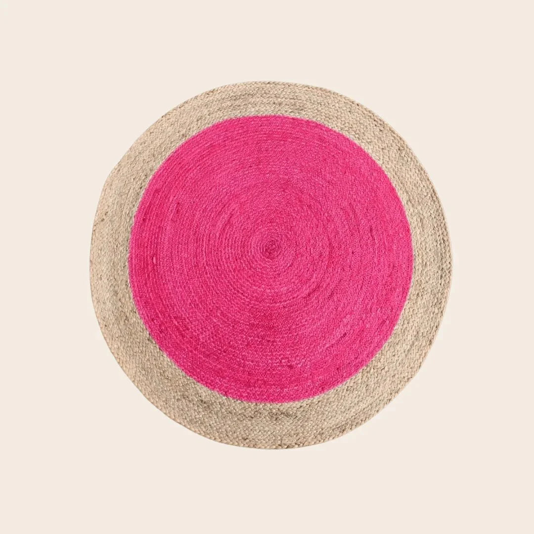 Pink Round Jute Rug