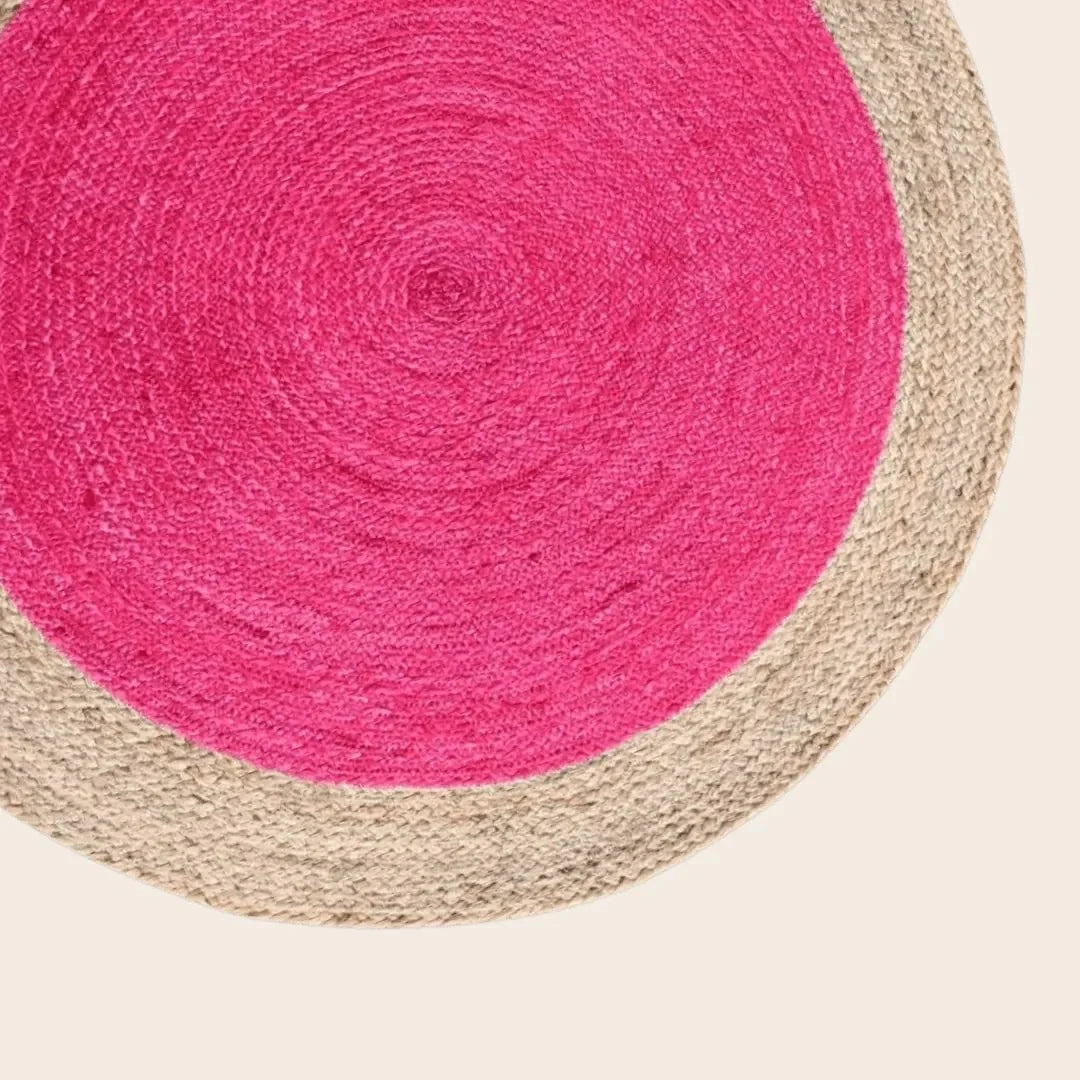 Pink Round Jute Rug