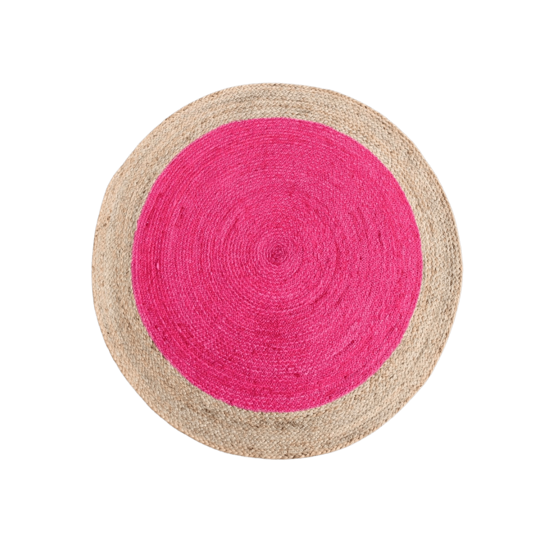 Pink Round Jute Rug