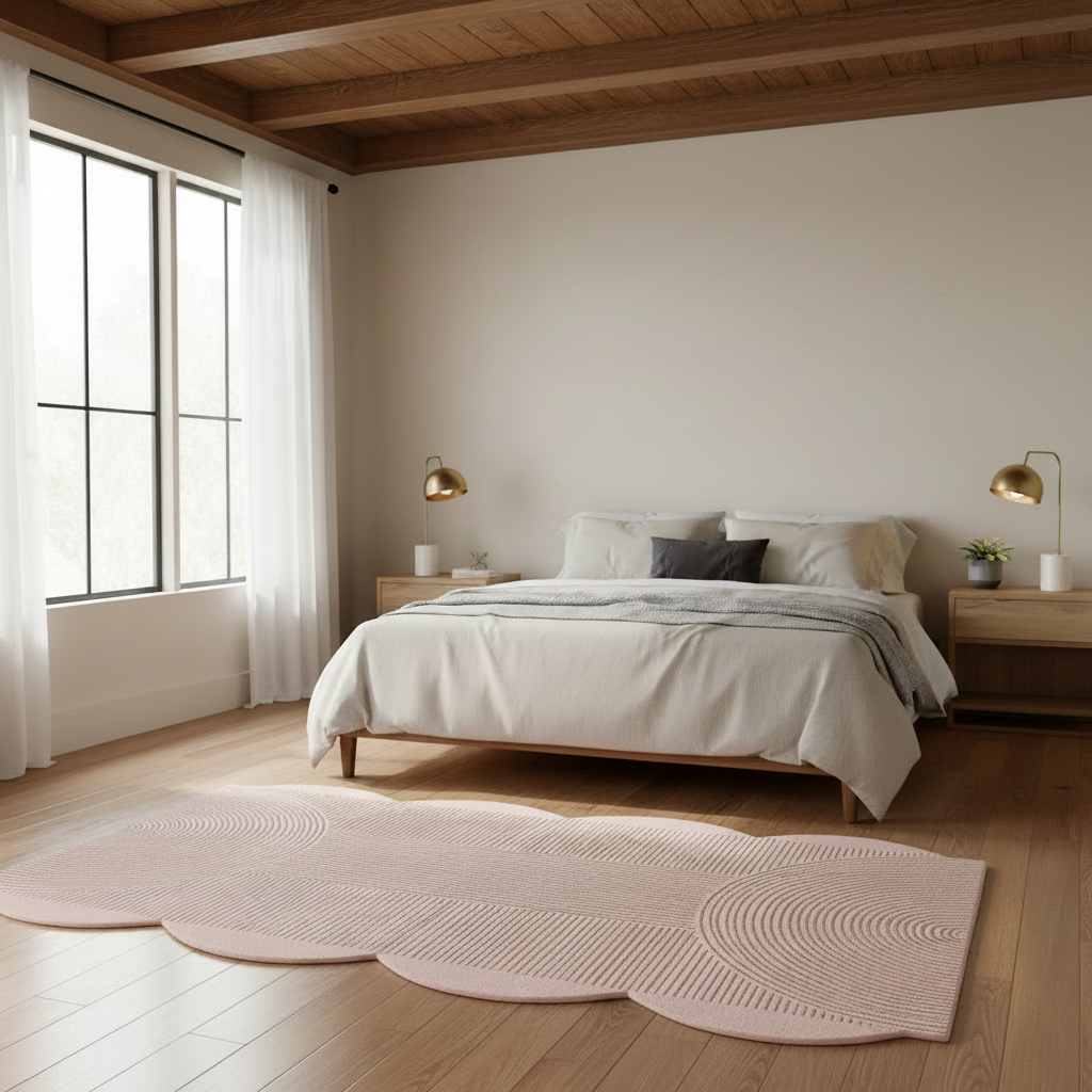 Pink Scallop Arch Geometric Hand Tufted Wool Rug