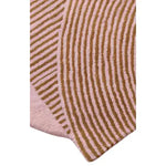 Close-up view of the Pink Scallop Arch Geometric Hand Tufted Wool Rug, showcasing its unique striped pattern in warm tones, perfect for adding a touch of elegance to dining room carpets and living room and dining room rugs.