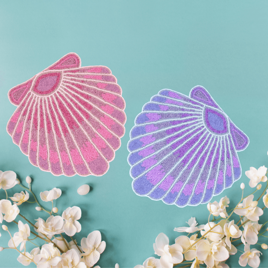 Pink Sea Shell Beaded Placemat - Set of 4