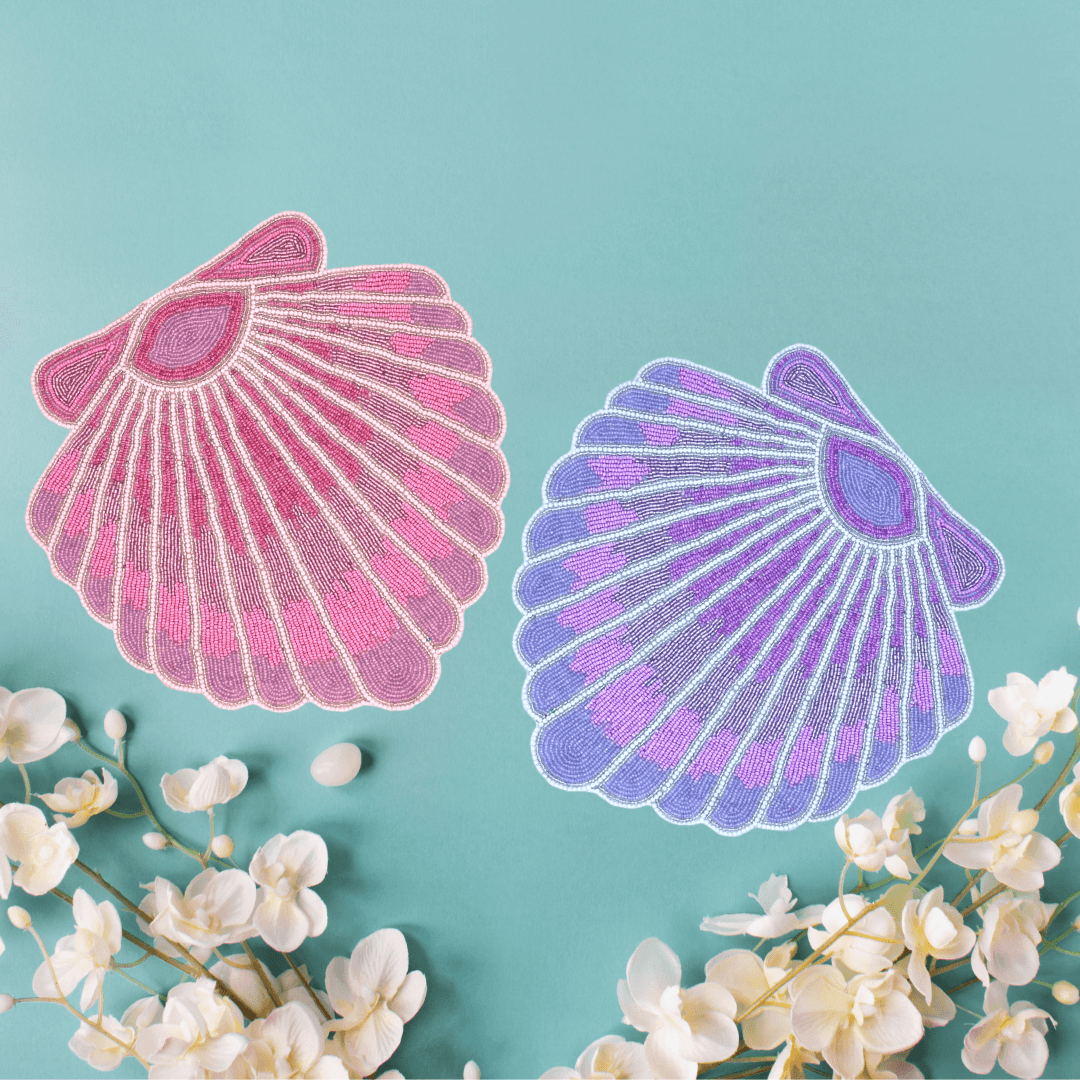 Pink Sea Shell Beaded Placemat - Set of 4 - MAIA HOMES