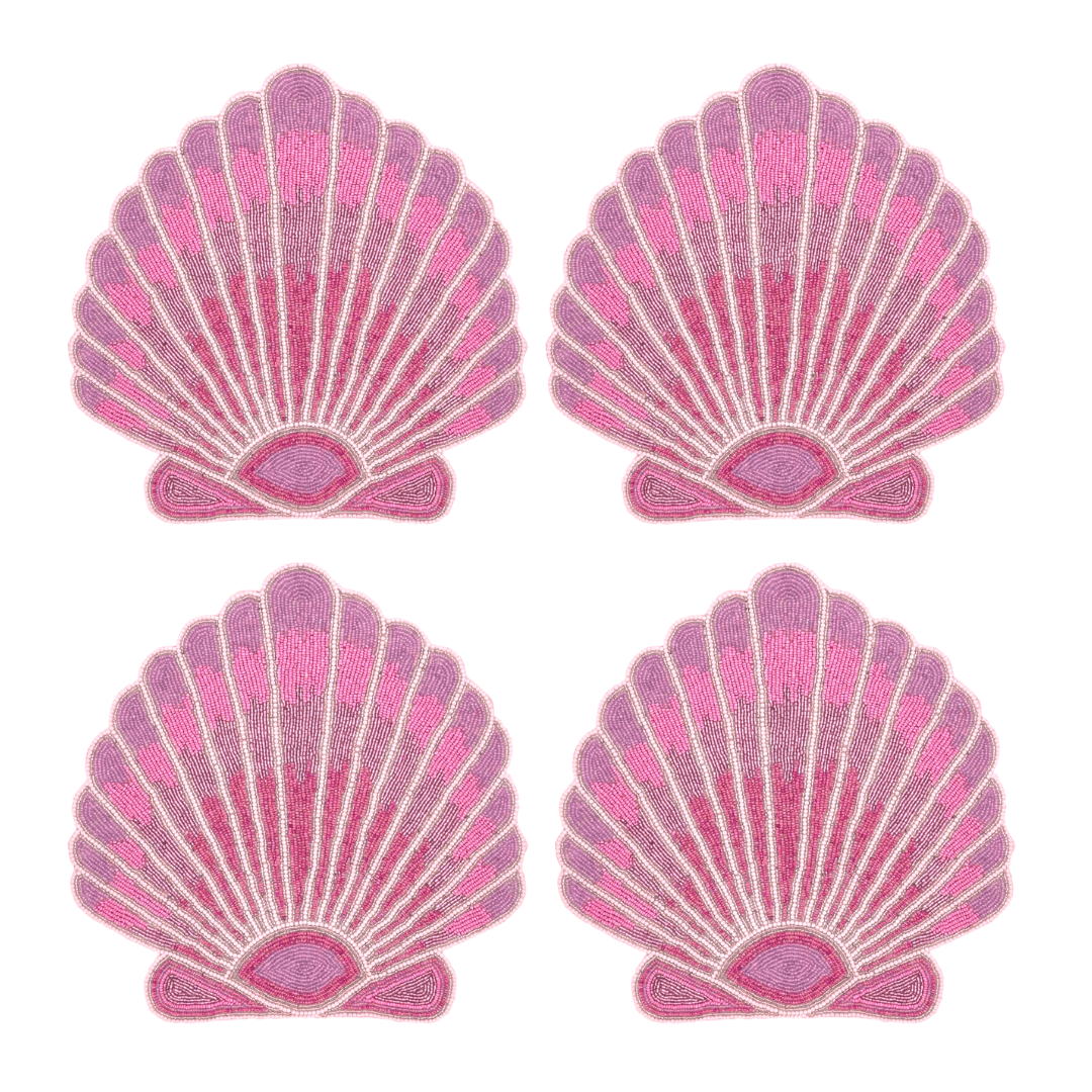 Pink Sea Shell Beaded Placemat - Set of 4