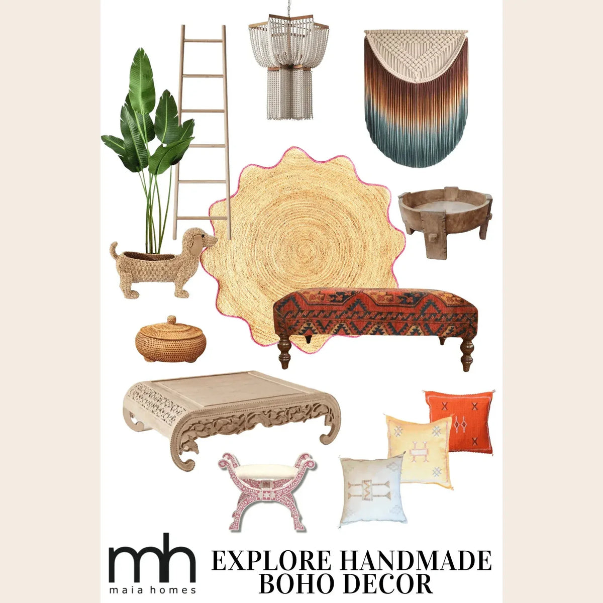 Pink Trim Natural Round Jute Rug