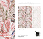Pink tropic breeze wallpaper detail of blush palm fronds with repeat and panel sizing