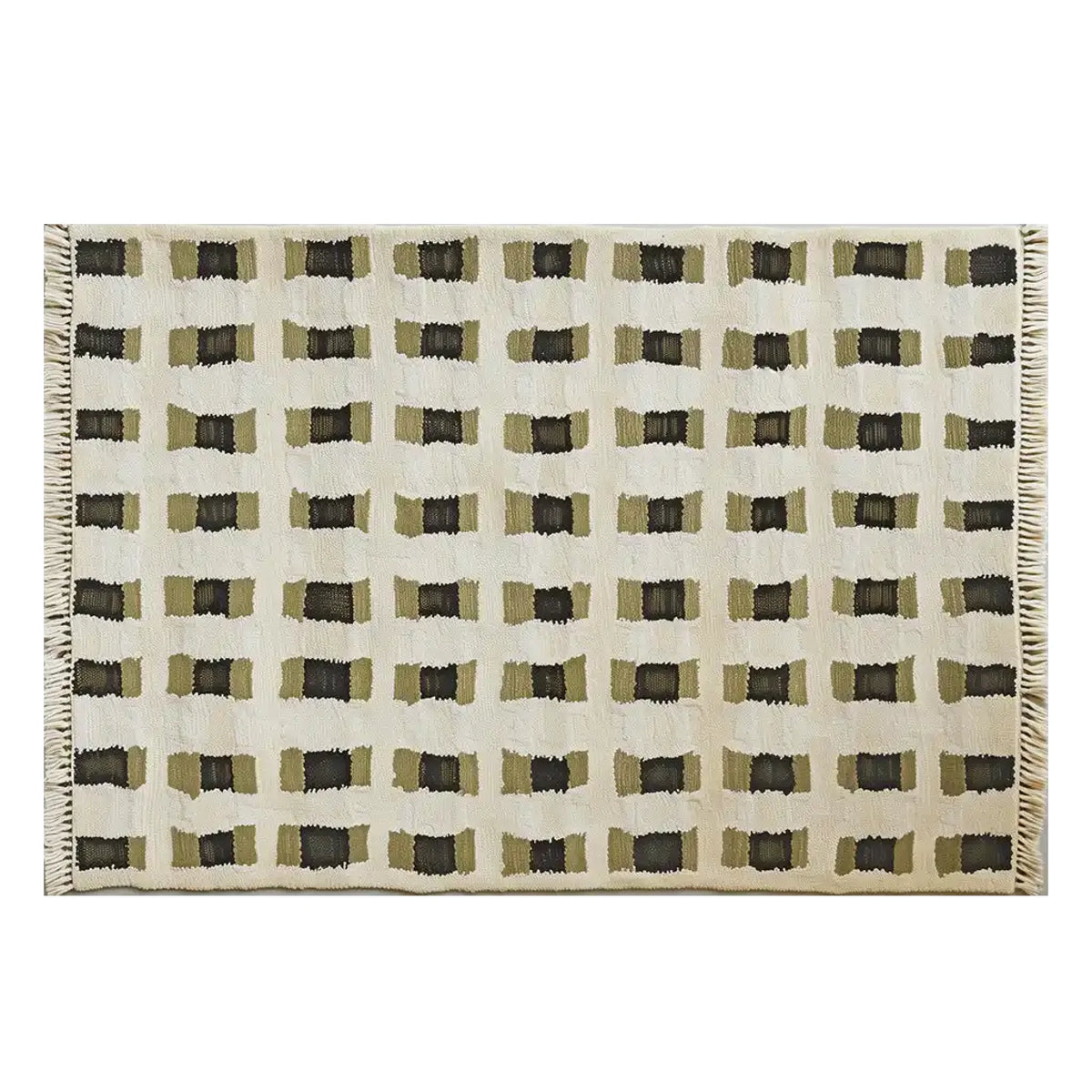Contemporary wool area rug featuring a modern geometric pattern with earthy tones, perfect for large living rooms. This Pixel Weave Knotted Wool Rug adds a stylish and cozy touch to any space, showcasing the elegance of handcrafted design.