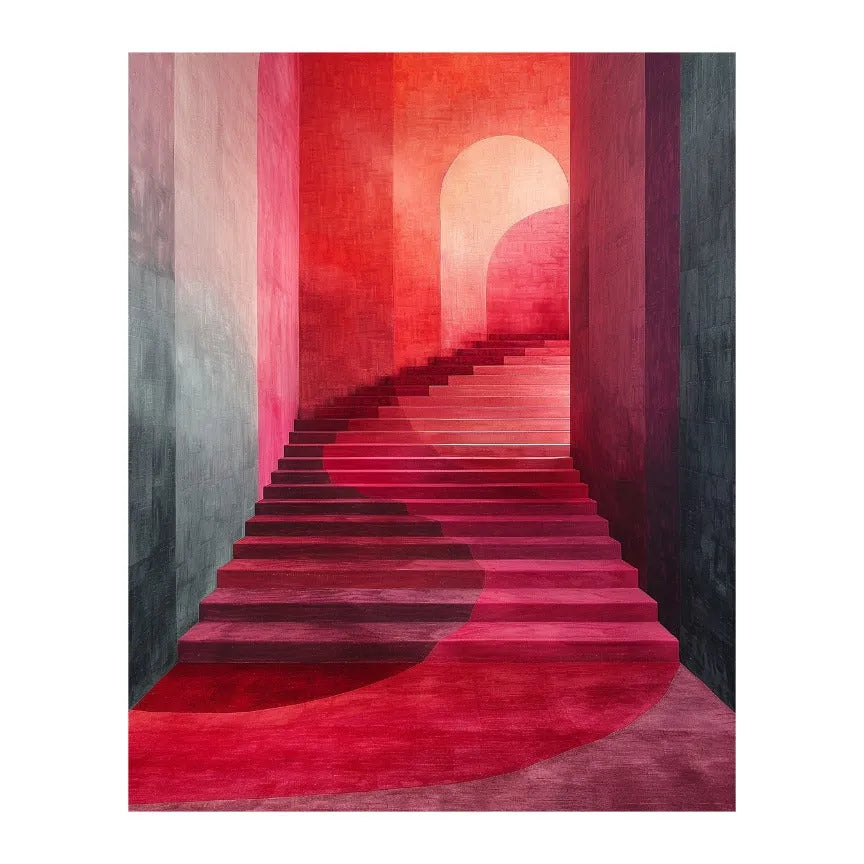 Crimson Staircase Hand Tufted Rug