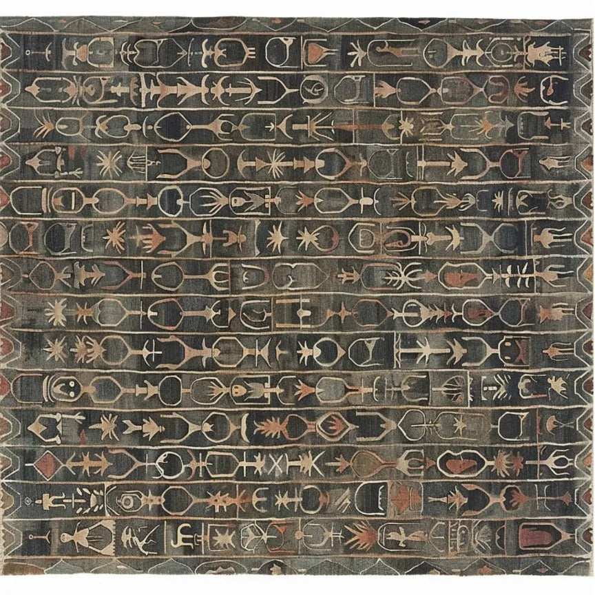 Ancient Symbols Hand Knotted Area Rug