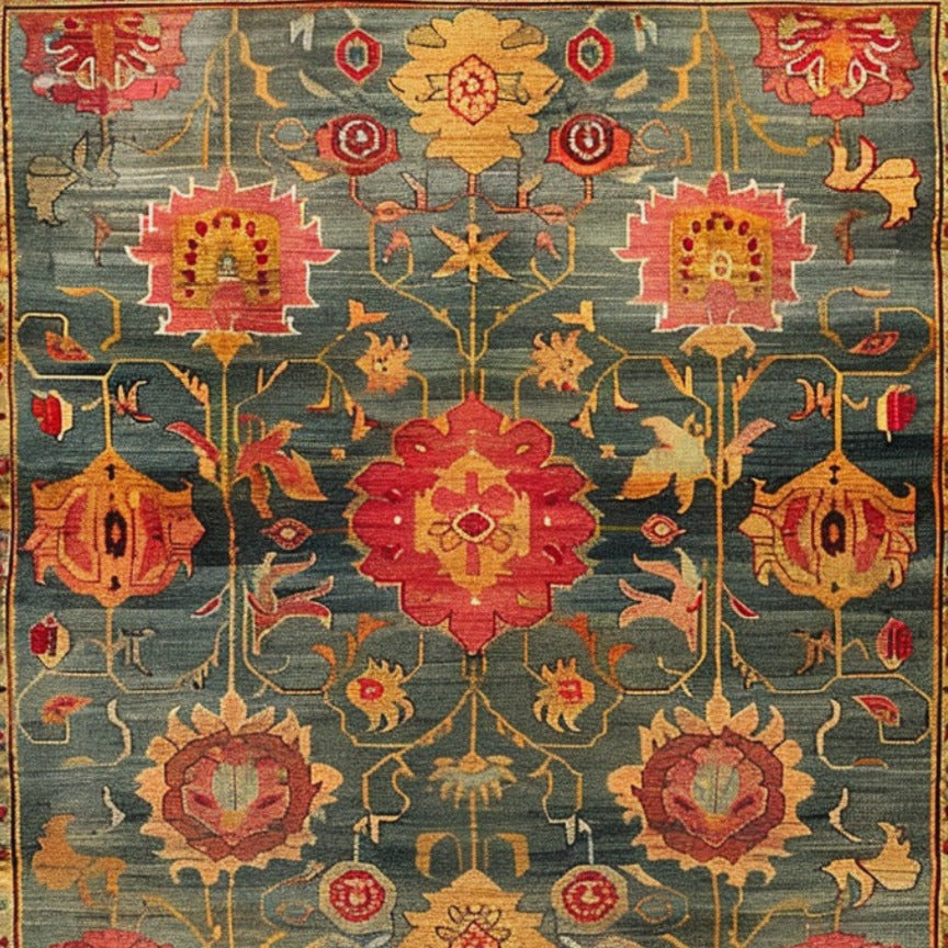 Intricate Bloom Wool Hand Knotted Area Rug