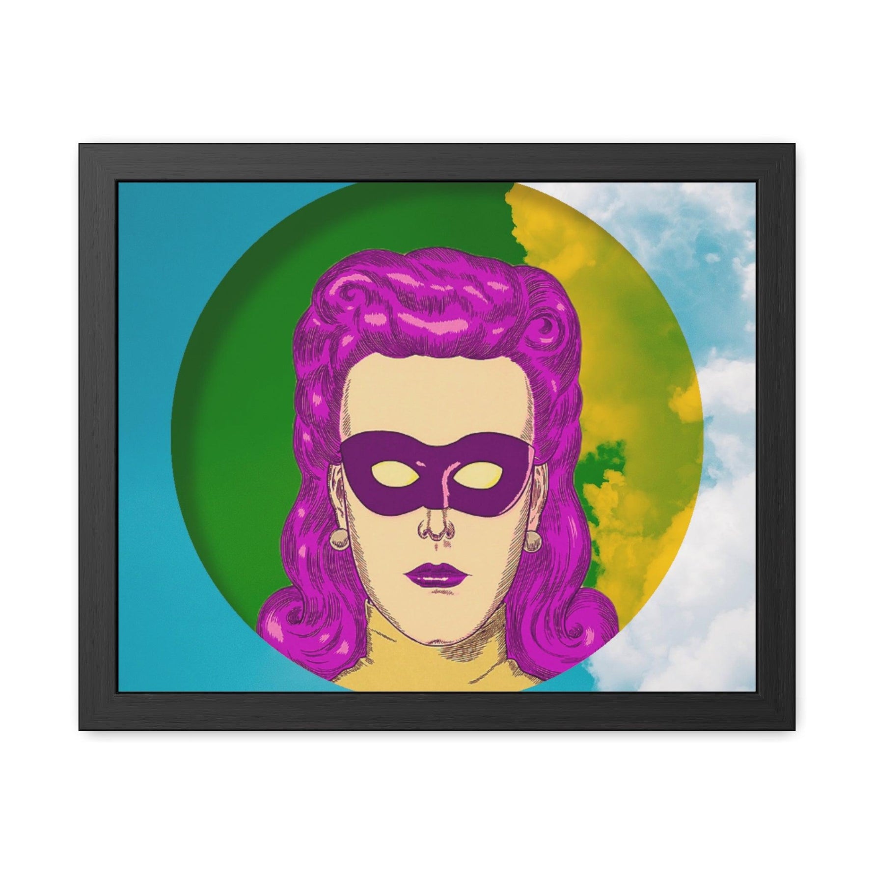 Pop Lady Masquerade Framed Poster Wall Art 20" x 16" (Horizontal) Semi Glossy