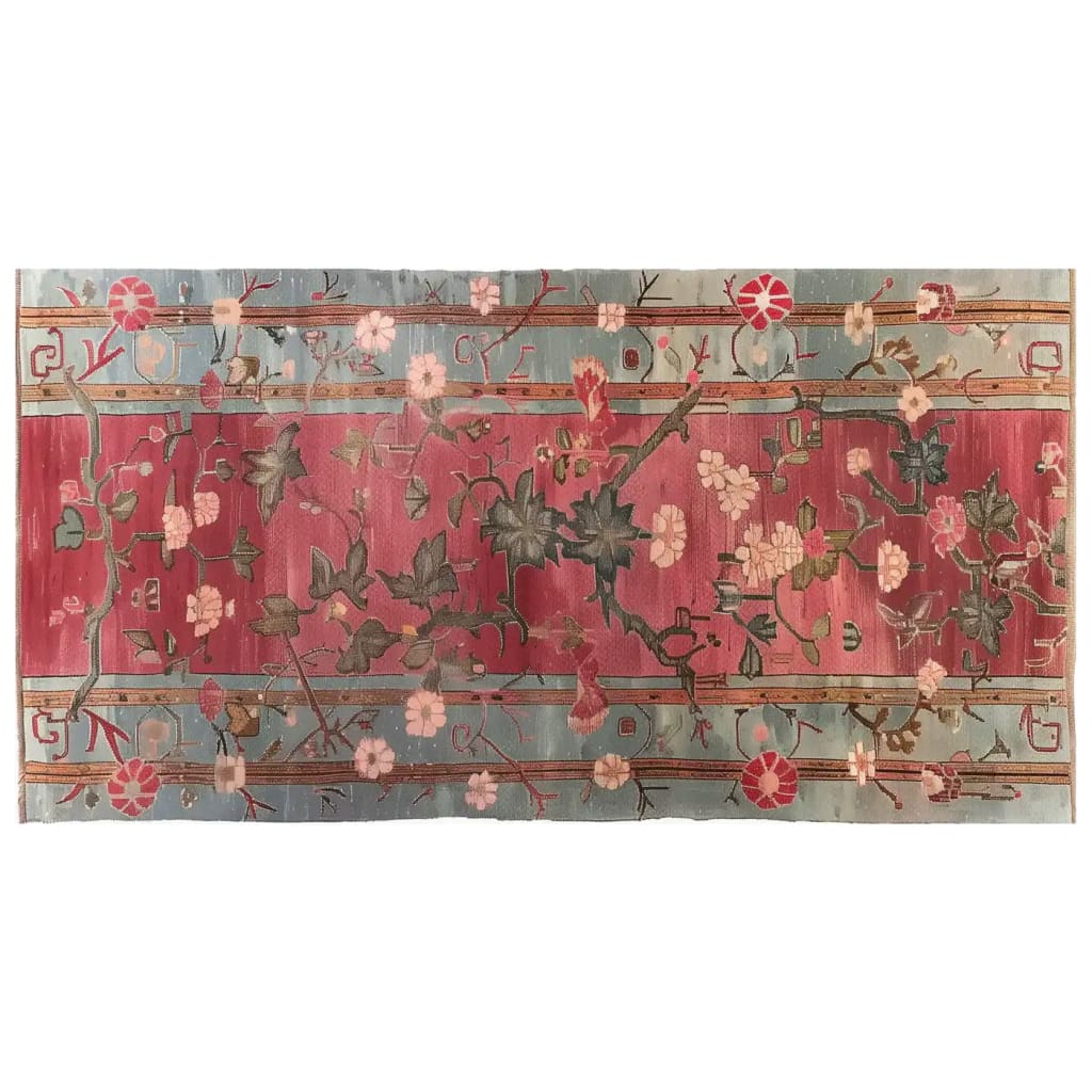 Beautiful Poppy Serenade Knotted Wool Area Rug featuring an elegant floral design with vibrant red and blue hues, perfect for large living rooms. This 8x10 rug adds a touch of sophistication and warmth to any space, showcasing intricate flower patterns that make it an ideal choice for those seeking exquisite living room rugs.