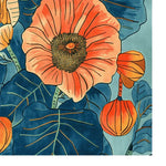 Vibrant floral area rug featuring a bold poppy design, perfect for adding a touch of elegance to a dining room. This wool rug showcases rich colors, making it an ideal choice for formal dining room settings, blending style and comfort seamlessly.