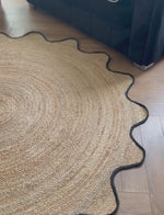 round jute rug in a living room