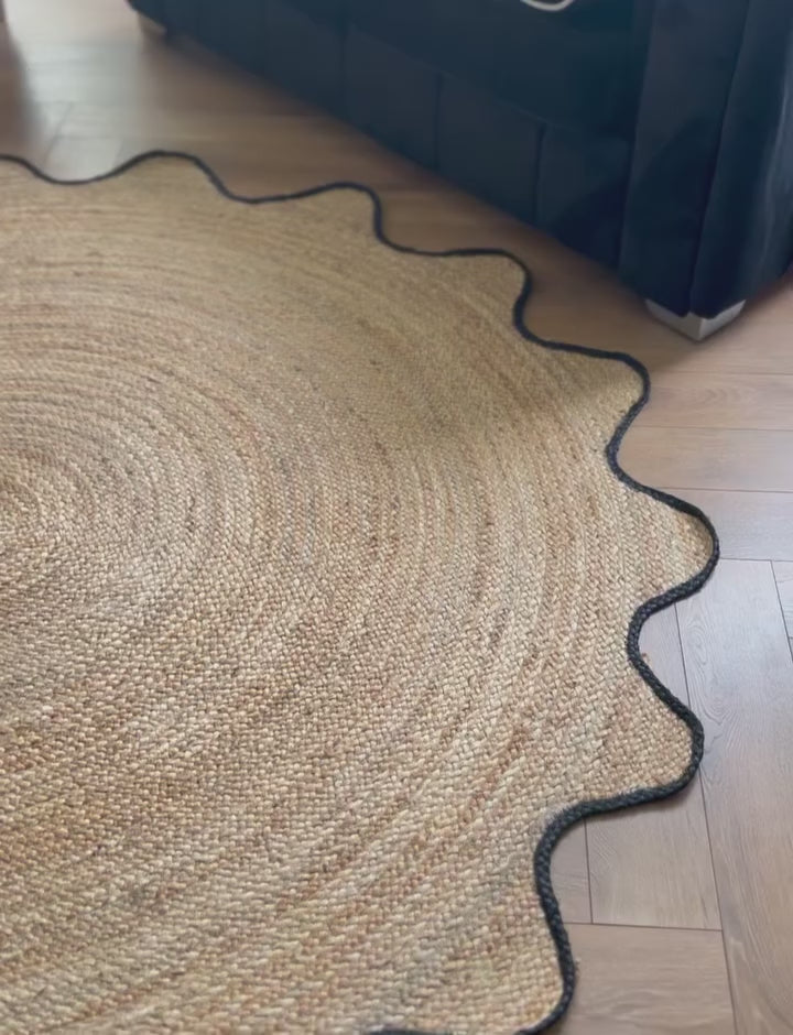 round jute rug in a living room