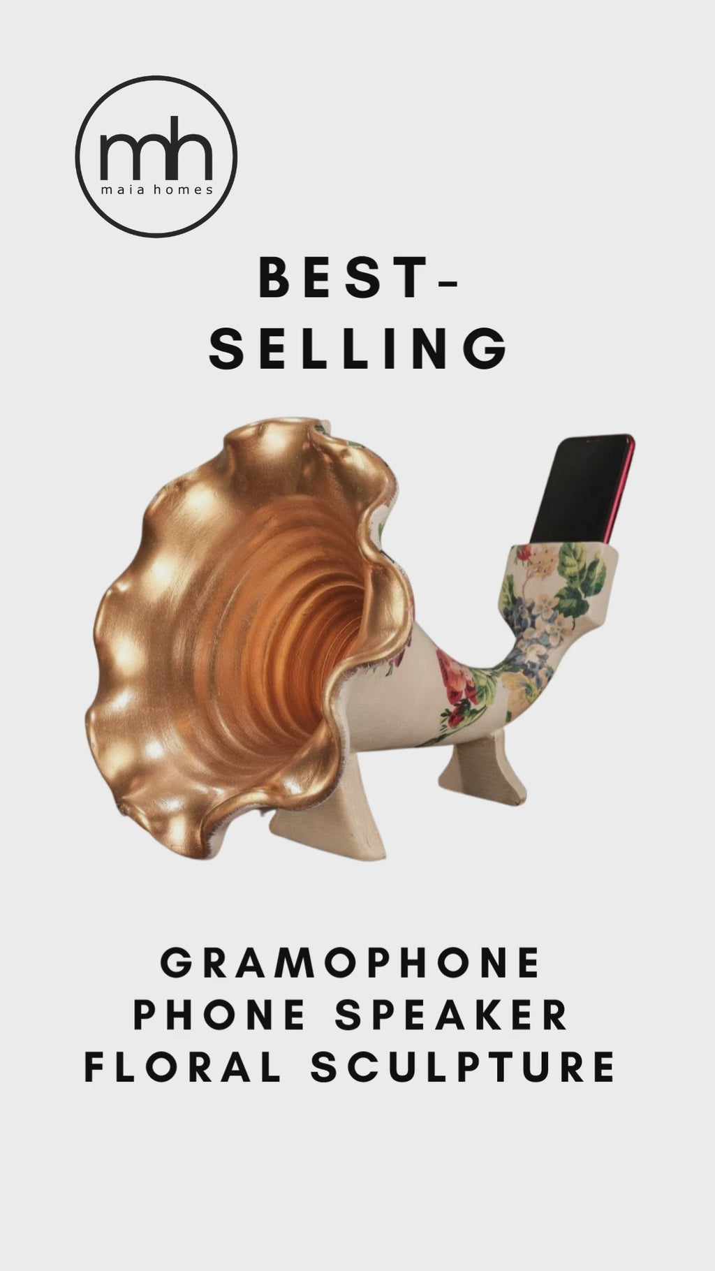 Gramophone Phone Speaker Floral Sculpture