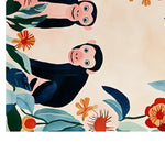 A vibrant area rug featuring playful primates and lush foliage, hand-tufted in high-quality wool. This wool rug, ideal for area rugs for living room, showcases a colorful design with monkeys and tropical flowers, bringing a touch of exotic charm to any space.