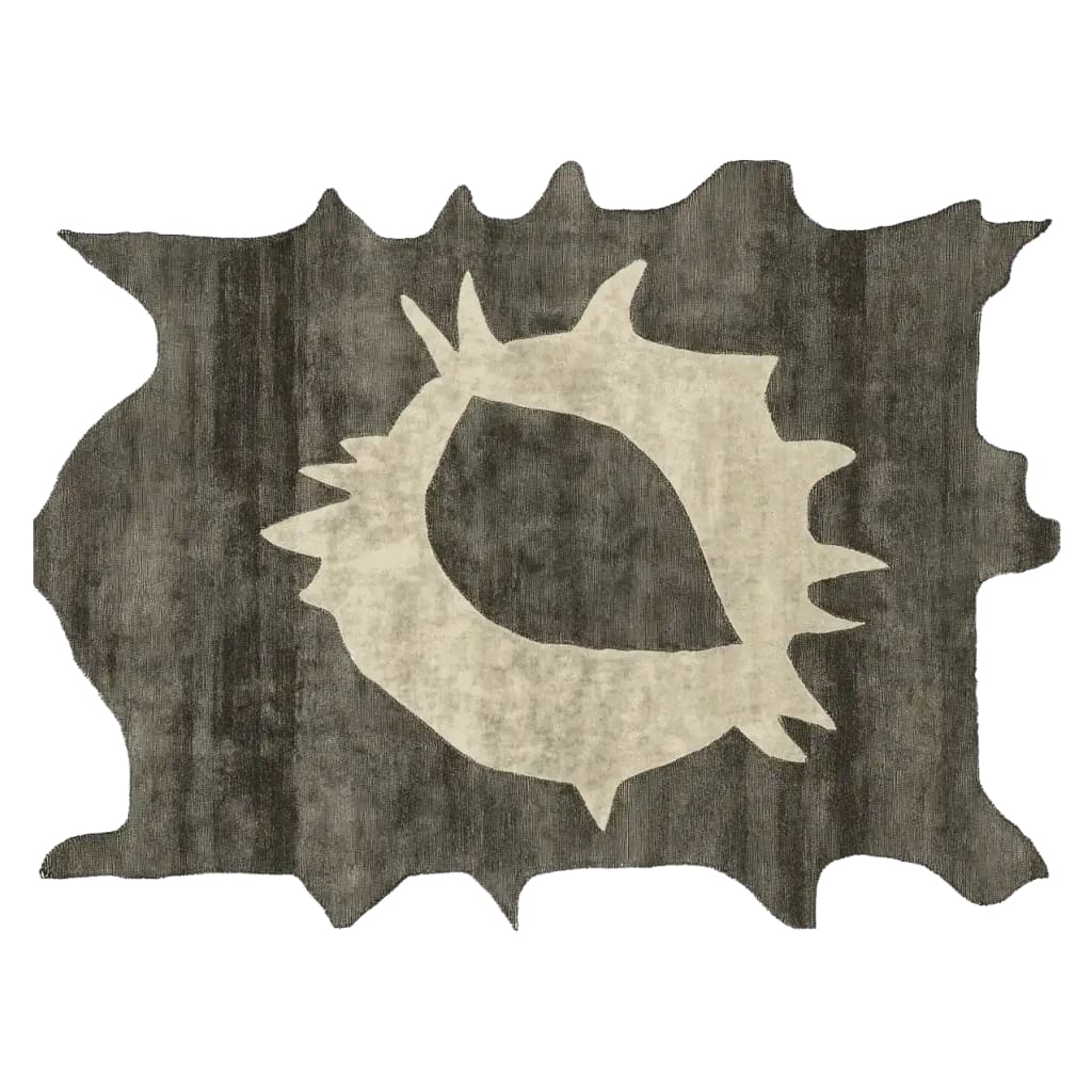 A striking Primitive Core Echo hand-tufted area rug, featuring an abstract, contemporary design in neutral tones. Perfect for enhancing large living room spaces, this wool rug combines modern aesthetics with a unique artistic pattern, making it an ideal choice for those seeking contemporary living room area rugs.