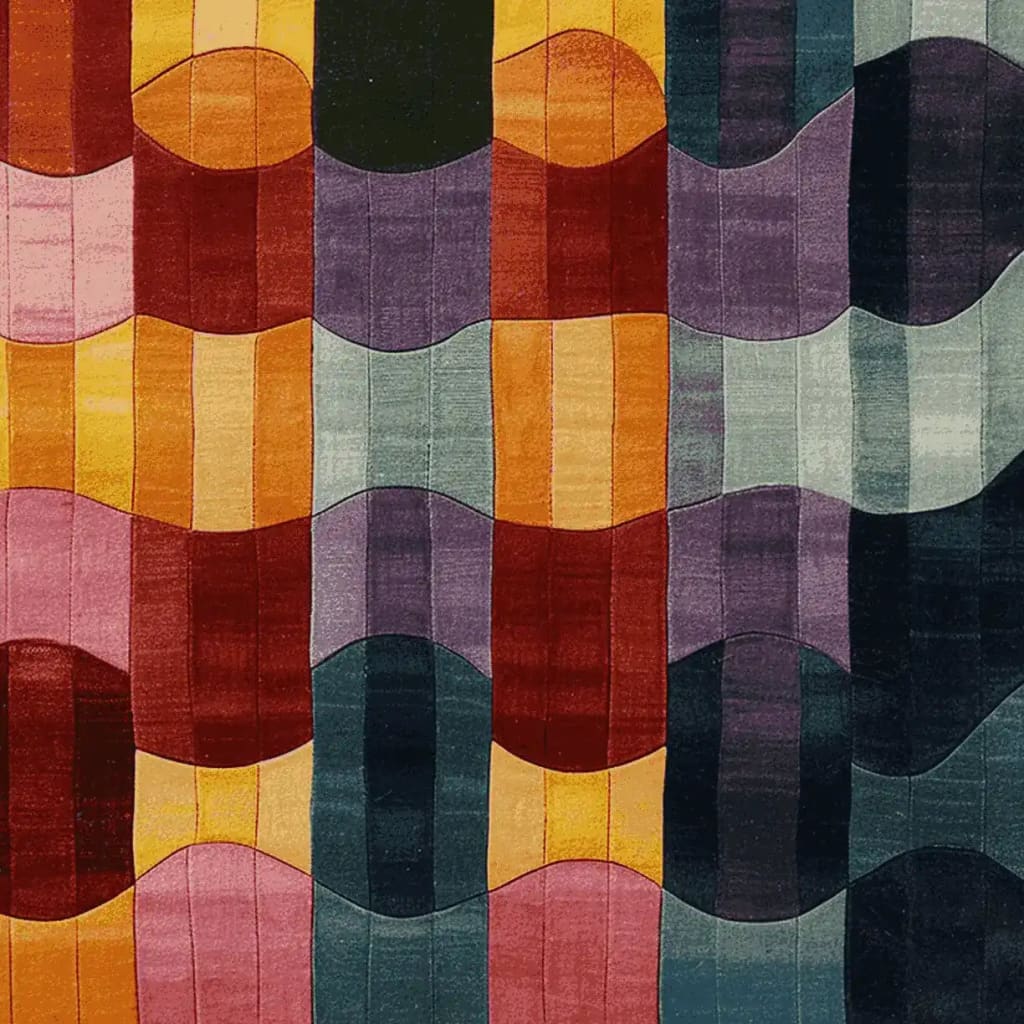 Vibrant and colorful Prism Patch Hand Tufted Area Rug showcasing a contemporary design with geometric patterns in rich hues. This wool rug is perfect for adding a splash of color to your living room, ideal for 8x10 spaces, making it a standout piece among large living room rugs.