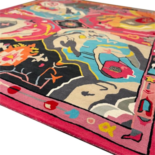 This vibrant Prismatic Core Hand Tufted Rug, measuring 8 x 10 ft, showcases a vivid abstract design with colorful patterns, perfect for enhancing large living room spaces. Made from high-quality wool, this vintage-style area rug is an eye-catching addition to any living room, offering both style and comfort.