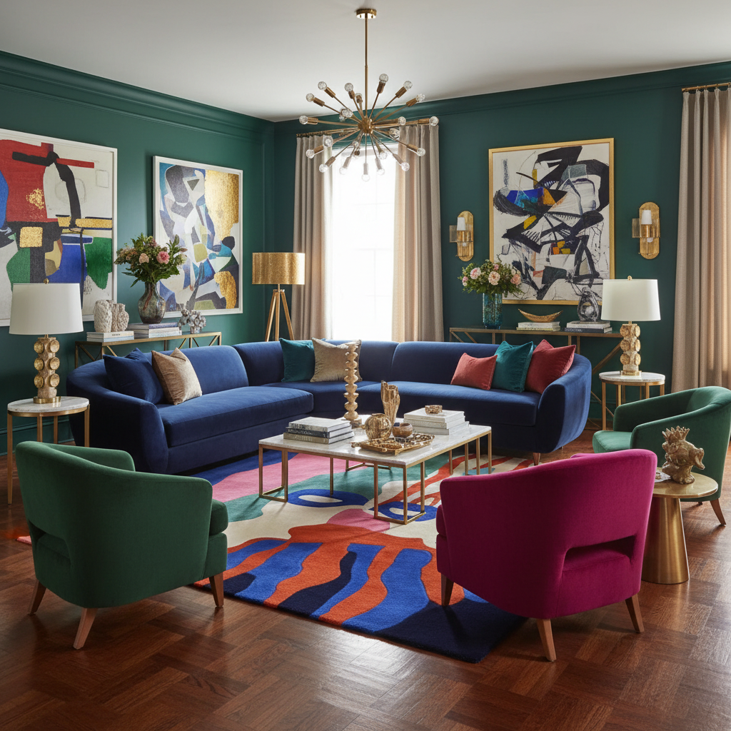 Psychedelic Tide Portrait Hand Tufted Rug