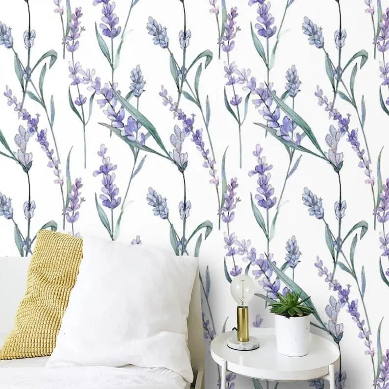 Purple and White Lavender Floral Wallpaper