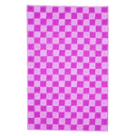Vibrant purple checker jute rug, perfect as an area rug for large living rooms. The stylish checker pattern adds a modern touch to living room decor, providing both comfort and aesthetic appeal.