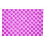 A vibrant purple checker area rug made from jute, perfect for adding a pop of color to any living room. This large jute rug features a classic checkerboard pattern, making it an ideal choice for rugs in a spacious living room setting.