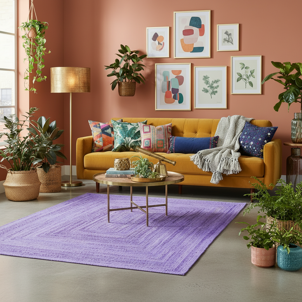 Purple Hand Braided Jute Rug