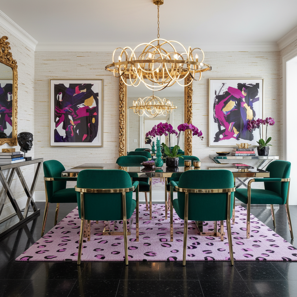 Purple Leopard Spots Hand Tufted Wool Rug