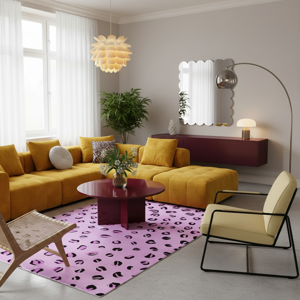 Purple Leopard Spots Hand Tufted Wool Rug
