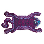 Purple tiger-shaped rug on a white background