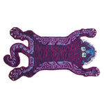 Purple tiger-shaped rug on a white background