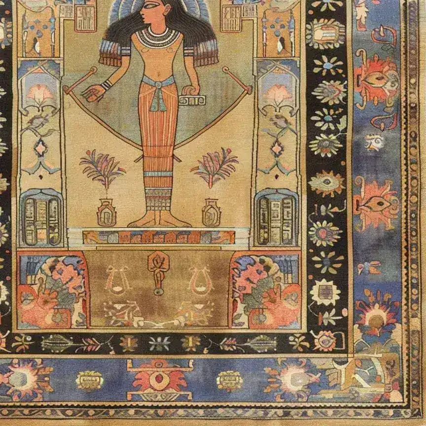 This captivating Pyramid Dreamscape Hand Knotted Area Rug showcases an intricate Egyptian-inspired design, perfect for adding a vintage touch to large living rooms. The vibrant colors and detailed patterns evoke the elegance of Persian rugs, making it an ideal choice for those seeking unique area rugs for living room décor.