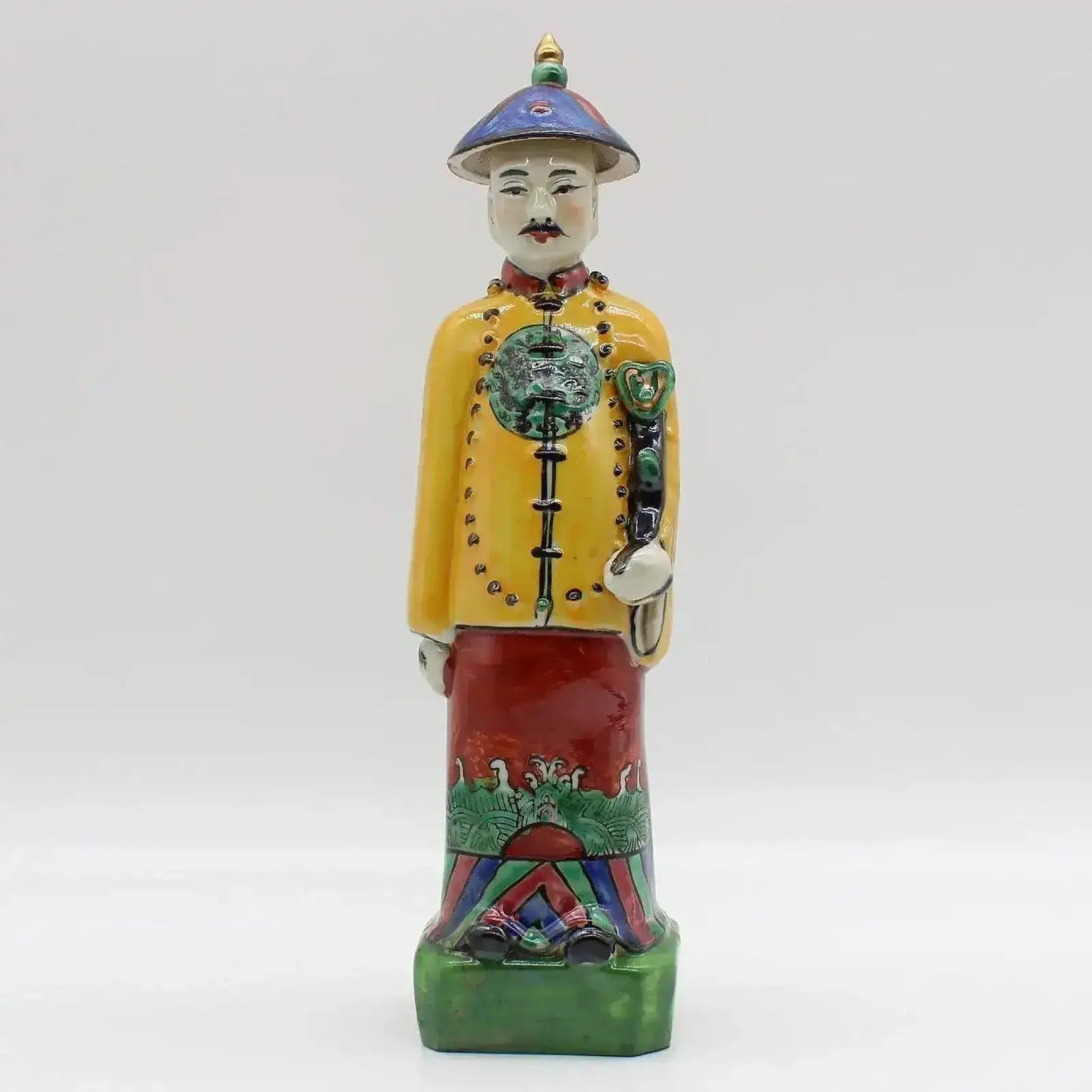 Qing Dynasty Emperor Hand Painted Figurine Yellow