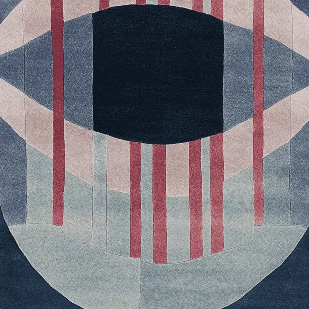 This contemporary wool area rug features an abstract design with bold geometric patterns in shades of blue, pink, and red. Perfect for adding a modern touch to large living room spaces, this hand-tufted rug combines style and comfort, making it an ideal choice for area rugs in living rooms.