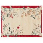 Beautiful hand-tufted wool area rug featuring a serene floral design with red and green accents, perfect for enhancing the elegance of your living room. This Quiet Meadow Song rug is an ideal choice for those seeking high-quality living room area rugs.