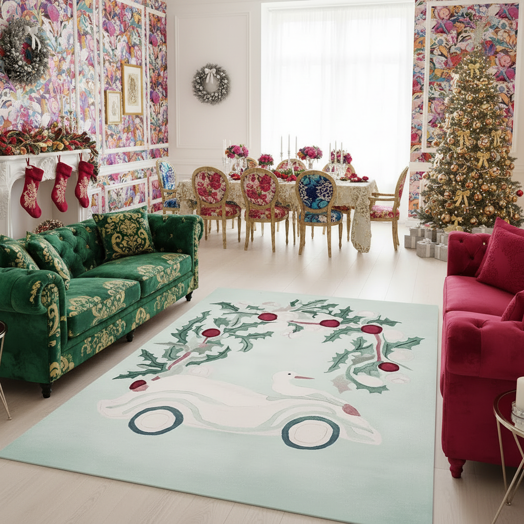 Quirky Christmas Cruise Hand Tufted Rug