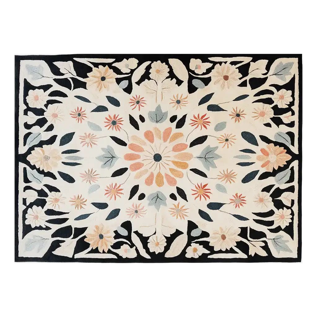 Beautiful hand-tufted wool rug featuring a radiant floral design, perfect for adding elegance to any living room. This area rug showcases intricate patterns with vivid colors, making it an ideal choice for those seeking stylish rugs for living room spaces.