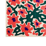 Vibrant Radiant Blossom Vase Hand Tufted Wool Rug featuring bold abstract floral patterns in red, green, and purple. This contemporary rug is perfect for adding a stylish touch to large living room areas, offering a cozy and artistic feel with its premium wool texture.