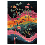 A vibrant hand-tufted area rug with a stunning floral design, featuring colorful blooms and abstract patterns. This wool rug showcases rich hues of pink, orange, and green, perfect for adding a touch of elegance to any living room. Ideal as an area rug for living room spaces, this piece combines artistry and craftsmanship for a unique decorative touch.
