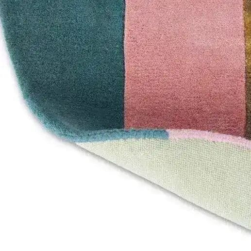 Close-up view of a Rainbow Geometry Retro Hand Tufted Wool Rug, showcasing its vibrant colors and soft texture. Perfect for living room rugs 8x10 or bedroom rugs, this vintage rug adds a touch of style to any Bedroom or Living room.