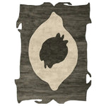 Stylish Raw Edge Totem Hand Tufted Area Rug featuring a contemporary abstract design in neutral tones, perfect for modern living rooms. This wool rug adds a touch of elegance and warmth to any space, showcasing a unique artistic pattern.